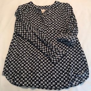 Loft navy and white patterned blouse